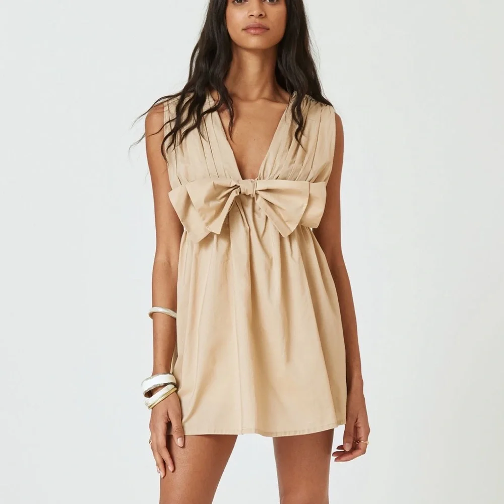 Anthropologie blue tassel Sleeveless Poplin Mini Dress - Picture 1 of 7